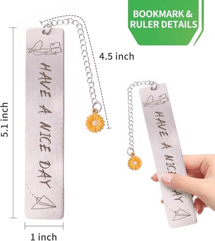 إشارة مرجعية معدنية، مسطرة من الفولاذ المقاوم للصدأ مع تدرجات بوصة ومتري، صانع صفحات فريد من نوعه لملحقات الكتب لمحبي القراءة، هدية ملهمة للنساء والرجال in Kuwait