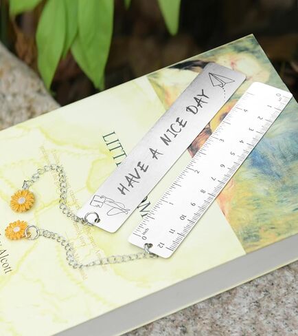 إشارة مرجعية معدنية، مسطرة من الفولاذ المقاوم للصدأ مع تدرجات بوصة ومتري، صانع صفحات فريد من نوعه لملحقات الكتب لمحبي القراءة، هدية ملهمة للنساء والرجال in Kuwait