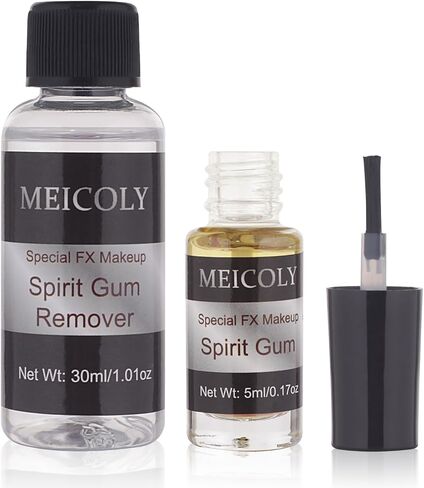 MEICOLY Spirit Gum Adhesive and Remover Combo Kit,Professional Face Spirit Glue, Body Adhesive for Face Body Prosthetics,Body Skin Glue for for Halloween,Stage, Cosplay,Special Effects FX Costume in Kuwait