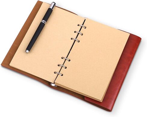 H&S PU Leather Notebook Journal with Binder Mechanism - Writing Journal Notebook with Plain Pages for Women & Teenage Girls - Refillable Leather Journal for Travelers in Saudi Arabia