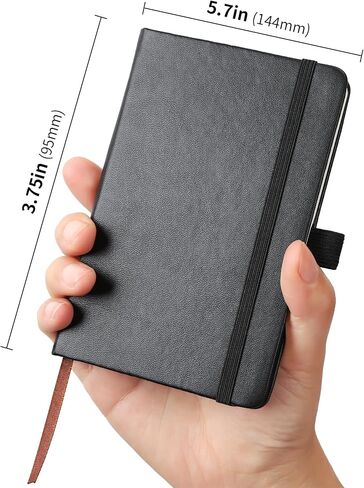 3Pack Pocket Notebook Small Notebook Journal Notebook 4 inches x 5.7 inches 200 Pages Leather Cover With Pen Holder Page Marker Ribbons (Black*3) in Saudi Arabia