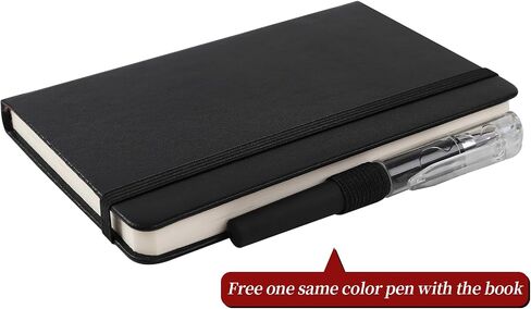 3Pack Pocket Notebook Small Notebook Journal Notebook 4 inches x 5.7 inches 200 Pages Leather Cover With Pen Holder Page Marker Ribbons (Black*3) in Saudi Arabia