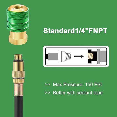 ظرف هواء GODESON، ظرف هواء مغلق التدفق، 1/4FNPT ظرف هواء توصيل سريع مع صمام شريدر، قفل نفخ قفل ظرف الهواء للإطارات (حزمة من 2) in Kuwait