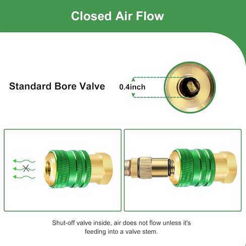 ظرف هواء GODESON، ظرف هواء مغلق التدفق، 1/4FNPT ظرف هواء توصيل سريع مع صمام شريدر، قفل نفخ قفل ظرف الهواء للإطارات (حزمة من 2) in Kuwait