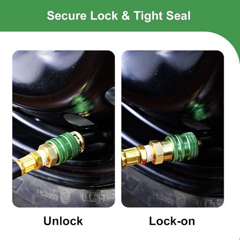 ظرف هواء GODESON، ظرف هواء مغلق التدفق، 1/4FNPT ظرف هواء توصيل سريع مع صمام شريدر، قفل نفخ قفل ظرف الهواء للإطارات (حزمة من 2) in Kuwait