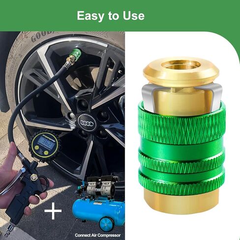 ظرف هواء GODESON، ظرف هواء مغلق التدفق، 1/4FNPT ظرف هواء توصيل سريع مع صمام شريدر، قفل نفخ قفل ظرف الهواء للإطارات (حزمة من 2) in Kuwait