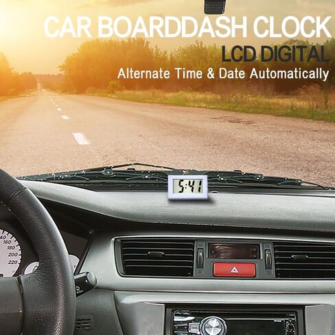 Auto Dashboard Time, Small Digital Clock, Mini Car Clock with LCD Time & Day Display, Car Interior Accessories Self-Adhesive Vehicle Electronic Clock Universal for Car, Home (K2-White, 1PCS) in Saudi Arabia