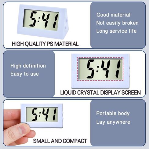 Auto Dashboard Time, Small Digital Clock, Mini Car Clock with LCD Time & Day Display, Car Interior Accessories Self-Adhesive Vehicle Electronic Clock Universal for Car, Home (K2-White, 1PCS) in Saudi Arabia