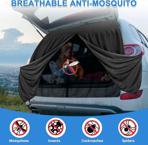 شبكات شاشة الحشرات المغناطيسية، شبكة ناموسية عالمية مزدوجة الطبقة لسيارات الدفع الرباعي الصغيرة ذات الباب الخلفي مع جزء خارجي من الجلد السويدي، مع إغلاق مغناطيسي لشبكة حشرات الباب الخلفي لسيارات الدفع الرباعي مع سحاب - 65 بوصة (ارتفاع) × 65 بوصة (عرض) in Kuwait