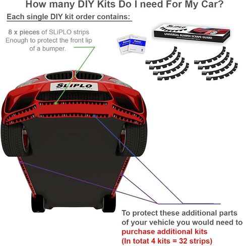 SLIPLO Ultra Universal Front Bumper Scrape Guard Skid Plate Protection for Lowered Cars, Carbon Fiber Splitters and Aftermarket Bumper Lips, Anti-Scratch DIY Protector Kit v2 in Saudi Arabia