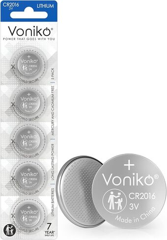 Voniko 3 Volt 2016 Battery 10 Pack – Button Cell 2016 Batteries – Lithium CR2016 3 Volt Coin Battery – 7 Years Shelf Life in Kuwait