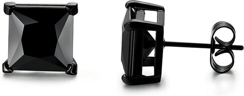 Jstyle Stainless Steel Mens Womens Cubic Zirconia Stud Earrings Black Piercing 20G 3-8mm in Saudi Arabia