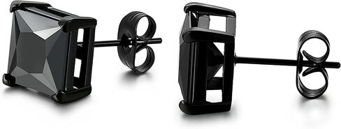 Jstyle Stainless Steel Mens Womens Cubic Zirconia Stud Earrings Black Piercing 20G 3-8mm in Saudi Arabia