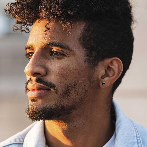 Jstyle Stainless Steel Mens Womens Cubic Zirconia Stud Earrings Black Piercing 20G 3-8mm in Kuwait