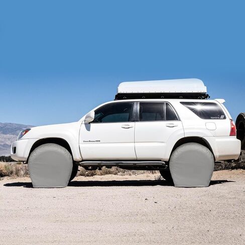 Explore Land Tire Covers 4 Pack - Tough Tire Wheel Protector for Truck, SUV, Trailer, Camper, RV - Universal Fits Tire Diameters 21-22.75 inches, Charcoal in Kuwait