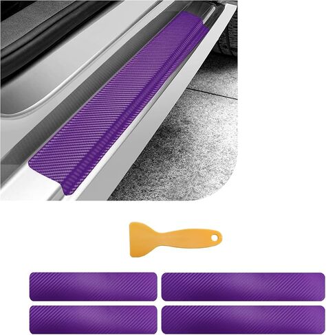 4 PCS Car Door Sill Protector, 3D Carbon Fiber Auto Door Entry Edge Guard Protection Trim, Anti-Scratch Threshold Cover Strips, Sill Protection Sticker for Car SUV Truck (Purple) in Kuwait