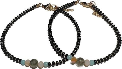 زوج من خلخال الخرز الأسود الأنيق من BiiU مصنوع من الخرز والحديد in Kuwait