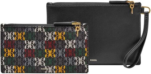 Fossil Gift Set PVC Small/Large Wristlet Black Hertiage Logo Print Multi One Size in Saudi Arabia