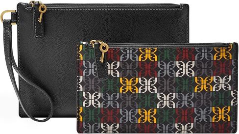 Fossil Gift Set PVC Small/Large Wristlet Black Hertiage Logo Print Multi One Size in Saudi Arabia
