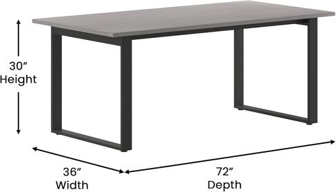 Flash Furniture Redmond Commercial 72x36 Conference 1 سطح طاولة سميك مزدوج الجوانب مع حواف PVC وقاعدة فولاذية على شكل حرف U للخدمة الشاقة، 91.44 سم عرضًا × 172.78 سم عمقًا × 76.2 سم ارتفاعًا، بلوط رمادي in Kuwait