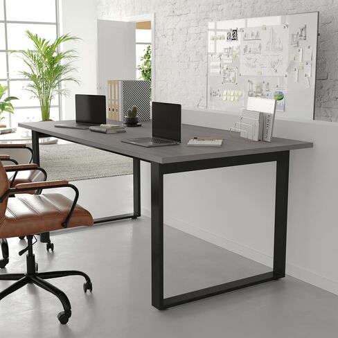 Flash Furniture Redmond Commercial 72x36 Conference 1 سطح طاولة سميك مزدوج الجوانب مع حواف PVC وقاعدة فولاذية على شكل حرف U للخدمة الشاقة، 91.44 سم عرضًا × 172.78 سم عمقًا × 76.2 سم ارتفاعًا، بلوط رمادي in Kuwait