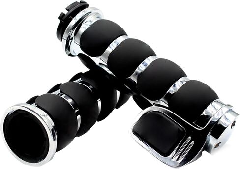 Motorcycle Grips 1" Comfortable CNC Aluminum and Non-Slip Rubber Handlebar Throttle Grips Motorcycle Handlebar Grips for Harley Davidson Kawasiki Suzuki Cruisers Yamaha in Kuwait