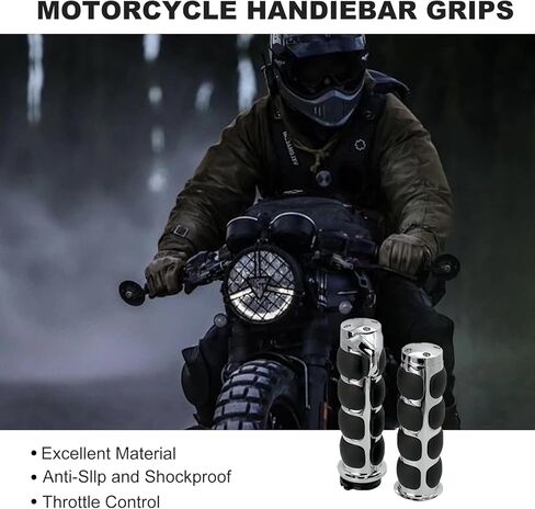 Motorcycle Grips 1" Comfortable CNC Aluminum and Non-Slip Rubber Handlebar Throttle Grips Motorcycle Handlebar Grips for Harley Davidson Kawasiki Suzuki Cruisers Yamaha in Kuwait