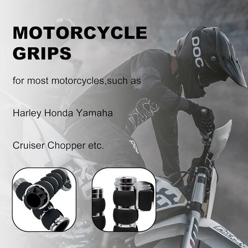 Motorcycle Grips 1" Comfortable CNC Aluminum and Non-Slip Rubber Handlebar Throttle Grips Motorcycle Handlebar Grips for Harley Davidson Kawasiki Suzuki Cruisers Yamaha in Kuwait