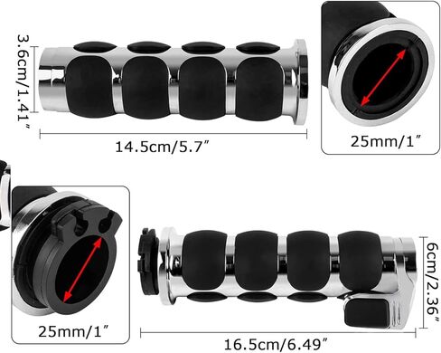 Motorcycle Grips 1" Comfortable CNC Aluminum and Non-Slip Rubber Handlebar Throttle Grips Motorcycle Handlebar Grips for Harley Davidson Kawasiki Suzuki Cruisers Yamaha in Kuwait