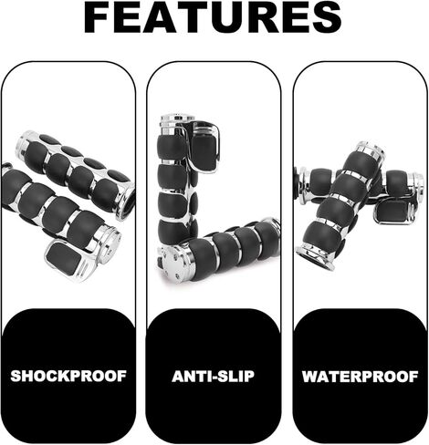 Motorcycle Grips 1" Comfortable CNC Aluminum and Non-Slip Rubber Handlebar Throttle Grips Motorcycle Handlebar Grips for Harley Davidson Kawasiki Suzuki Cruisers Yamaha in Kuwait