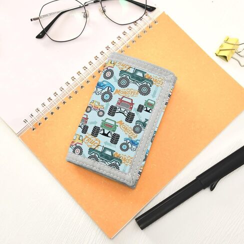 Blue Monster Truck Kids Wallets for Boys Girls Ages 6-18,Trifold Kids with Zippered Coin Pocket,Boys Wallets Christmas Gift in Saudi Arabia