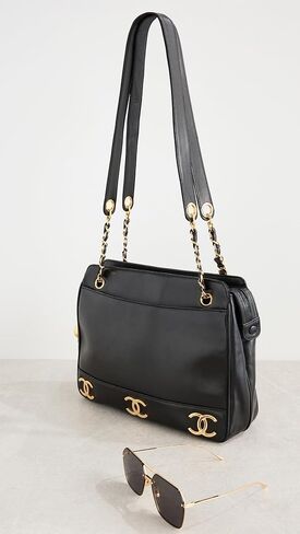 Chanel Women's Pre-Loved Black Lambskin 3 CC Tote in Saudi Arabia