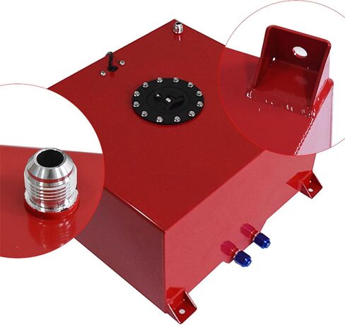 Aluminum 60L 15 Gallon Red Square Transfer Tank Universal Fuel Cell Tank Race Street Drift Strip Fuel Cell Sender&Fuel Line Kit in Saudi Arabia