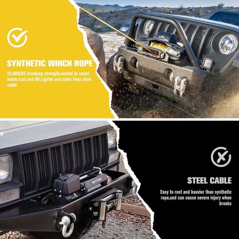 BUNKER INDUST 3/8" x 100' Synthetic Winch Rope,25000LBS Winch Cable with Protective Sleeve 100ft Winch Line Replacement for Off-Road Vehicle SUV Truck in Kuwait