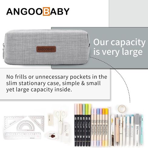 ANGOOBABY Small Pencil Case Student Pencil Pouch Coin Pouch Cosmetic Bag Office Stationery Organizer For Teen School-Beige in Saudi Arabia