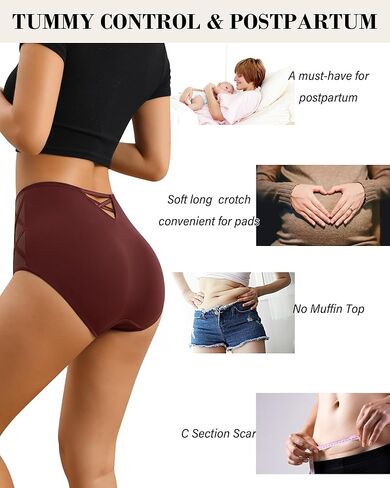 ملابس داخلية عالية الخصر للنساء من ASIMOON سراويل داخلية للتحكم في البطن بتغطية كاملة ملابس داخلية ناعمة قابلة للتمدد بعد الولادة للسيدات in Kuwait
