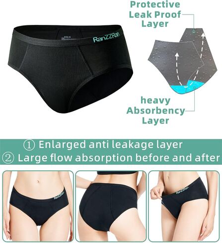 Period Underwear Heavy Flow High Waist Menstrual Panties Soft Leak Proof Absorbent Underwear in Kuwait