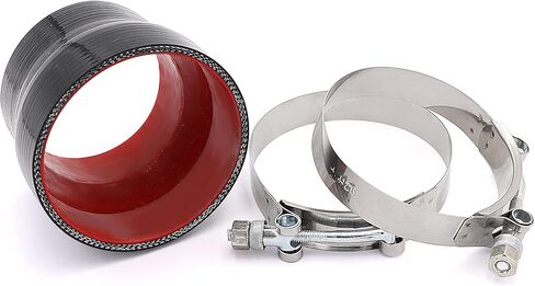 3 إلى 3-1/2 بوصة وصلة توصيل سيليكون سوداء مستقيمة مع 2 مشبك T-Bolt 4 طبقات من البوليستر المقوى المناسب لأنابيب توربو عالية المستوى in Kuwait