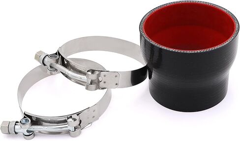 3 إلى 3-1/2 بوصة وصلة توصيل سيليكون سوداء مستقيمة مع 2 مشبك T-Bolt 4 طبقات من البوليستر المقوى المناسب لأنابيب توربو عالية المستوى in Kuwait