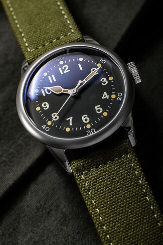 Praesidus A-11 Service Watch Men's 42 mm Military Automatic Watch in White Dial and Canvas Strap in Saudi Arabia