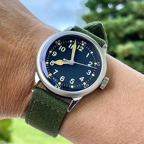 Praesidus A-11 Service Watch Men's 42 mm Military Automatic Watch in White Dial and Canvas Strap in Saudi Arabia
