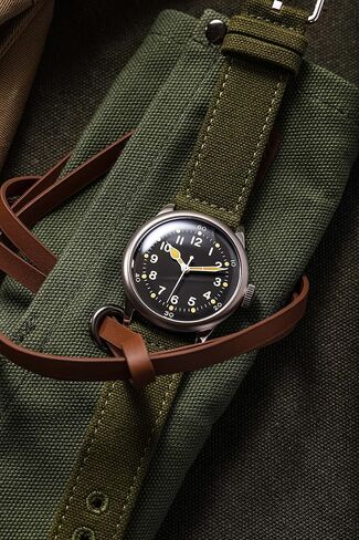 Praesidus A-11 Service Watch Men's 42 mm Military Automatic Watch in White Dial and Canvas Strap in Saudi Arabia