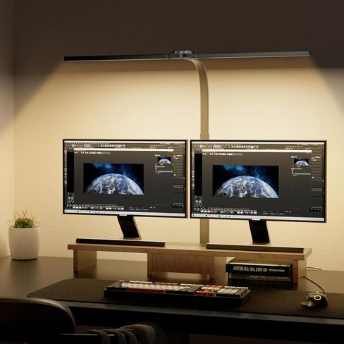 LED Desk Lamp with Clamp, 24W 1050LM Dimmable Clip on Desk Lamp, 7 Lighting Modes, 3 Color Modes & 10 Brightness Levels, Eye-Caring Clamp Lamp for Home Office, Study, Reading, Black in Saudi Arabia