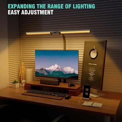 LED Desk Lamp with Clamp, 24W 1050LM Dimmable Clip on Desk Lamp, 7 Lighting Modes, 3 Color Modes & 10 Brightness Levels, Eye-Caring Clamp Lamp for Home Office, Study, Reading, Black in Saudi Arabia