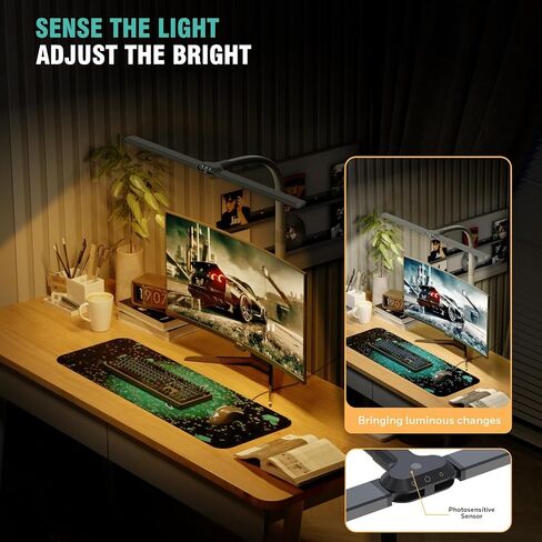 LED Desk Lamp with Clamp, 24W 1050LM Dimmable Clip on Desk Lamp, 7 Lighting Modes, 3 Color Modes & 10 Brightness Levels, Eye-Caring Clamp Lamp for Home Office, Study, Reading, Black in Saudi Arabia