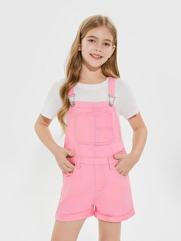 Haloumoning Girls Denim Overalls Kids Summer Sleeveless Rompers Overall Shorts 5-14 Years in Saudi Arabia