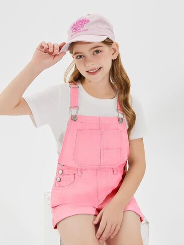 Haloumoning Girls Denim Overalls Kids Summer Sleeveless Rompers Overall Shorts 5-14 Years in Saudi Arabia