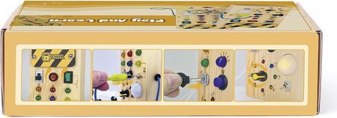 Hoarosall Montessori Wooden Busy Board with 8 LED Light switches, Sensory Toys Light Switch Travel Toys for 1+ Year Old Baby and Toddler in Saudi Arabia