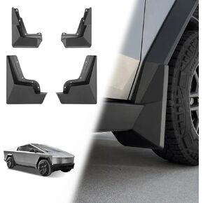 BestEvMod Mud Flaps Splash Guards Compatible with Tesla Cybertruck 2024+ Accessories Splash Fender OEM Style ABS Winter Vehicle Sediment Dirt Protection Front & Rear Set of 4 No Need to Drill Holes