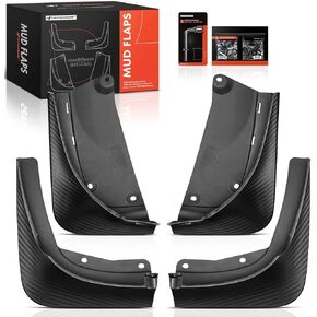 A-Premium Upgraded Mud Flaps Splash Guards - Compatible with 2020-2024 Tesla Model Y Accessories - Front & Rear Mudguards Mudflaps - Black Color, w/Carbon Fiber Pattern Finish - Set of 4 pcs
